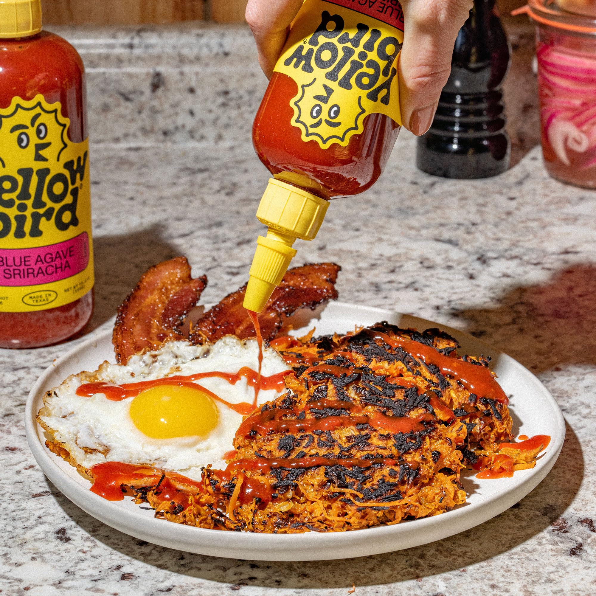 Yellowbird® Classic Blue Agave Sriracha 19.6 oz. Tabletop Size (Mellow Hot | 1 Bottle | Made in Texas)