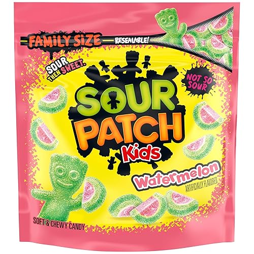 SOUR PATCH KIDS Watermelon Soft & Chewy Gummy Candy, Family Size, Bulk Candy, 1.8 lb
