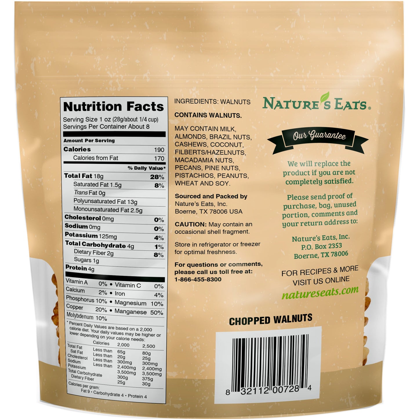 Nature's Eats Chopped Walnuts, 8 Oz