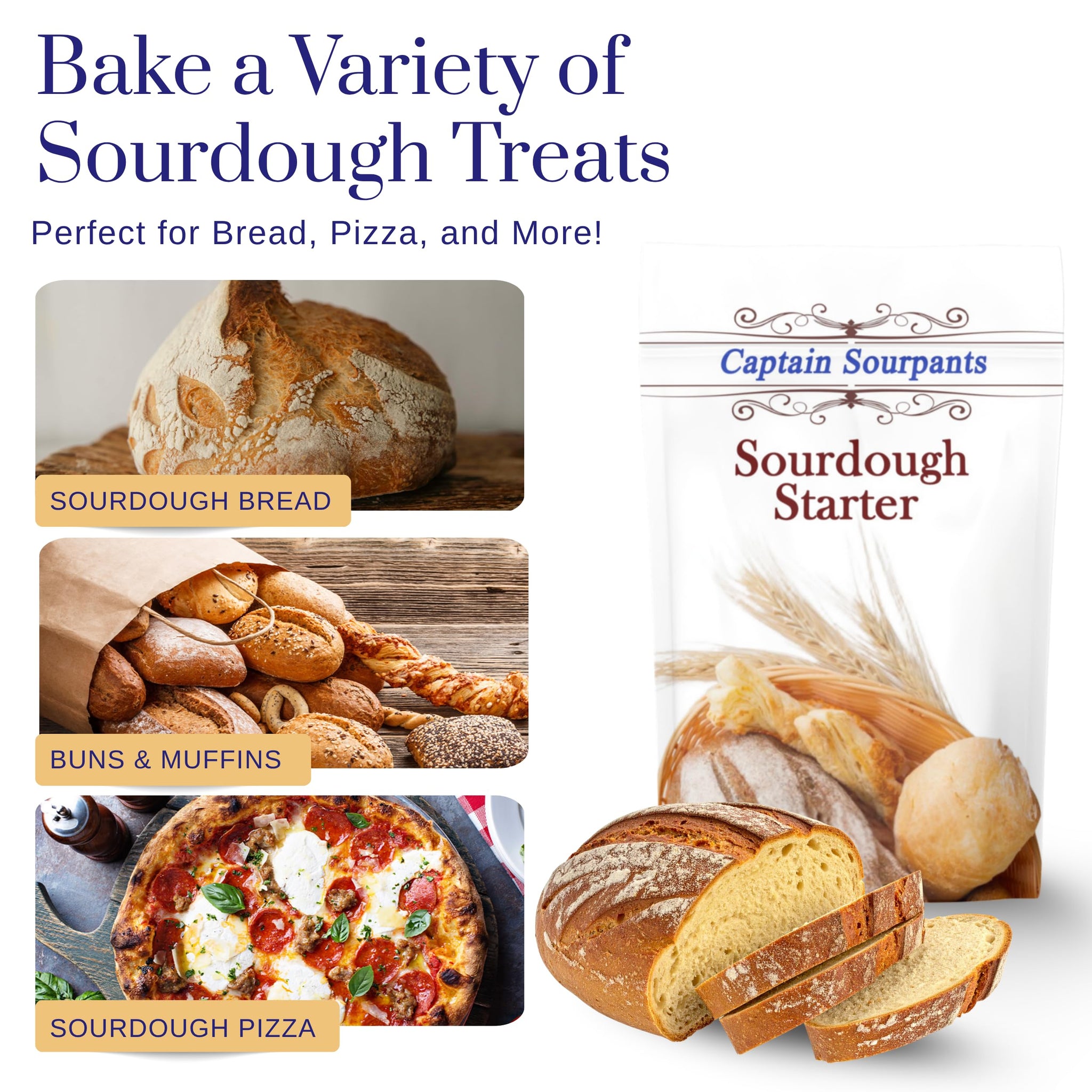 Mature Sourdough Starter Culture - 100+ Years Old Dehydrated Sourdough Starter Kit for Delicious Homemade Sourdough Bread - All-Natural and Healthy