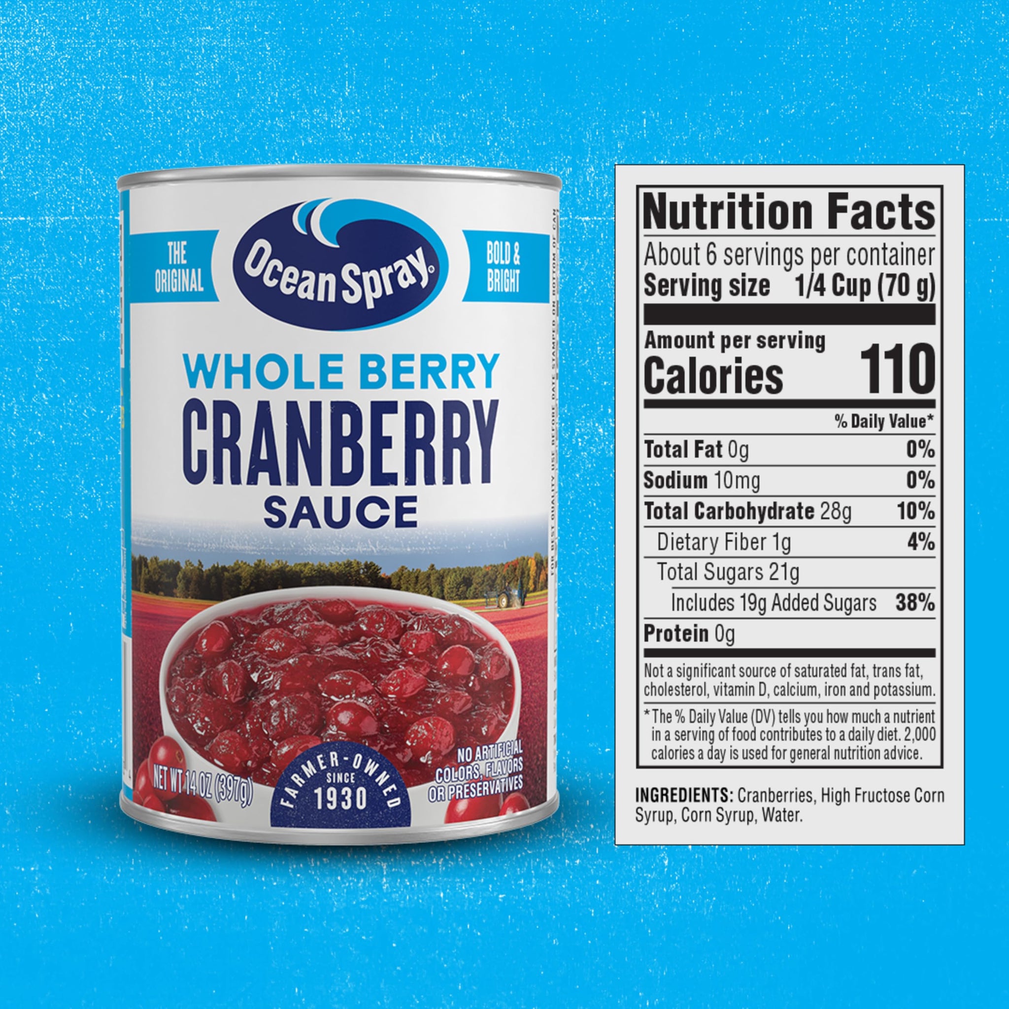 Ocean Spray Whole Cranberry Sauce, Canned Side Dish, 14 Oz Can (Pack of 1)