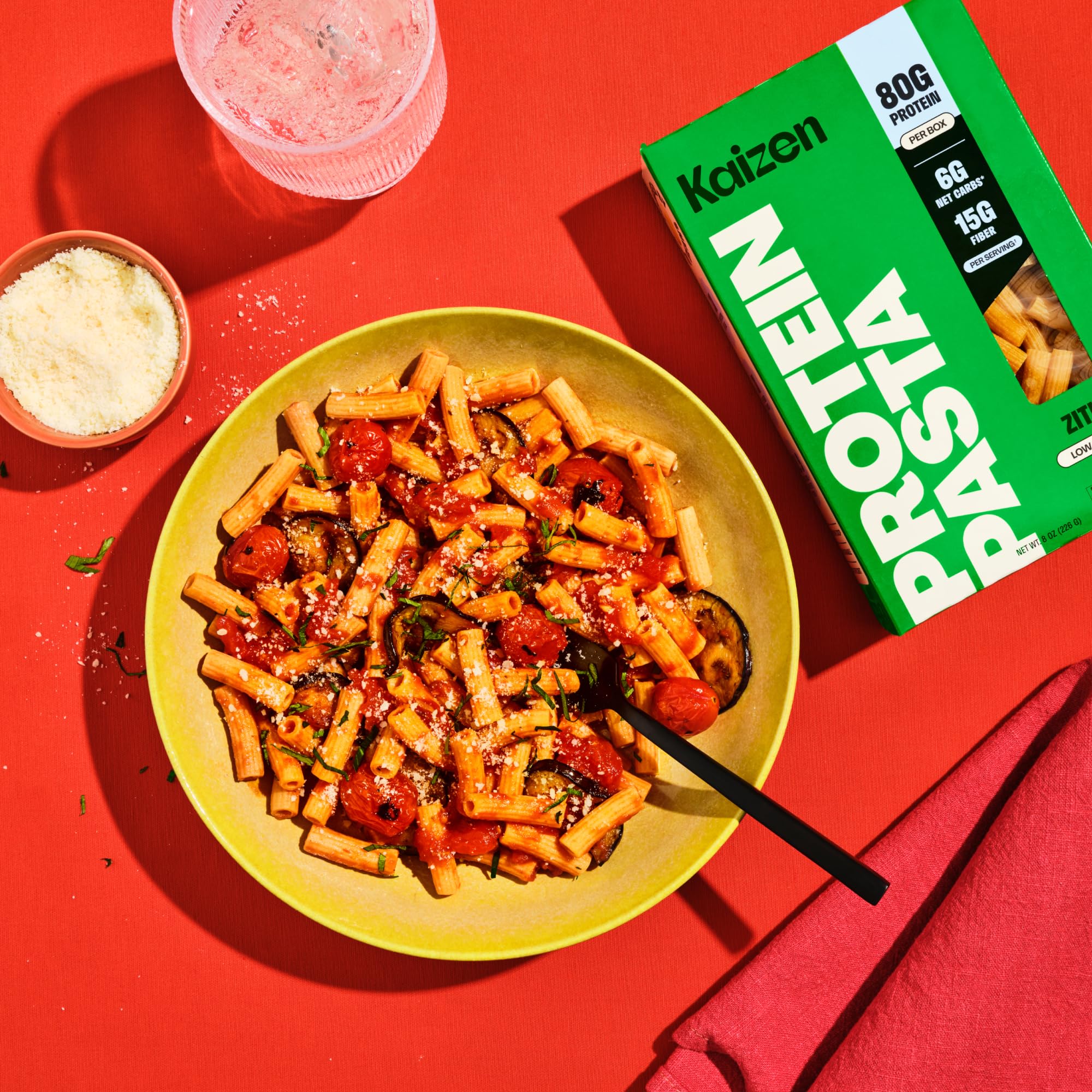 Kaizen Ziti Protein Pasta, 20g Protein, Low Carb (6g Net Carbs), Keto-Friendly, Gluten-Free, Plant-Based Lupini Noodles, High Fiber, 8 Ounce, Pack