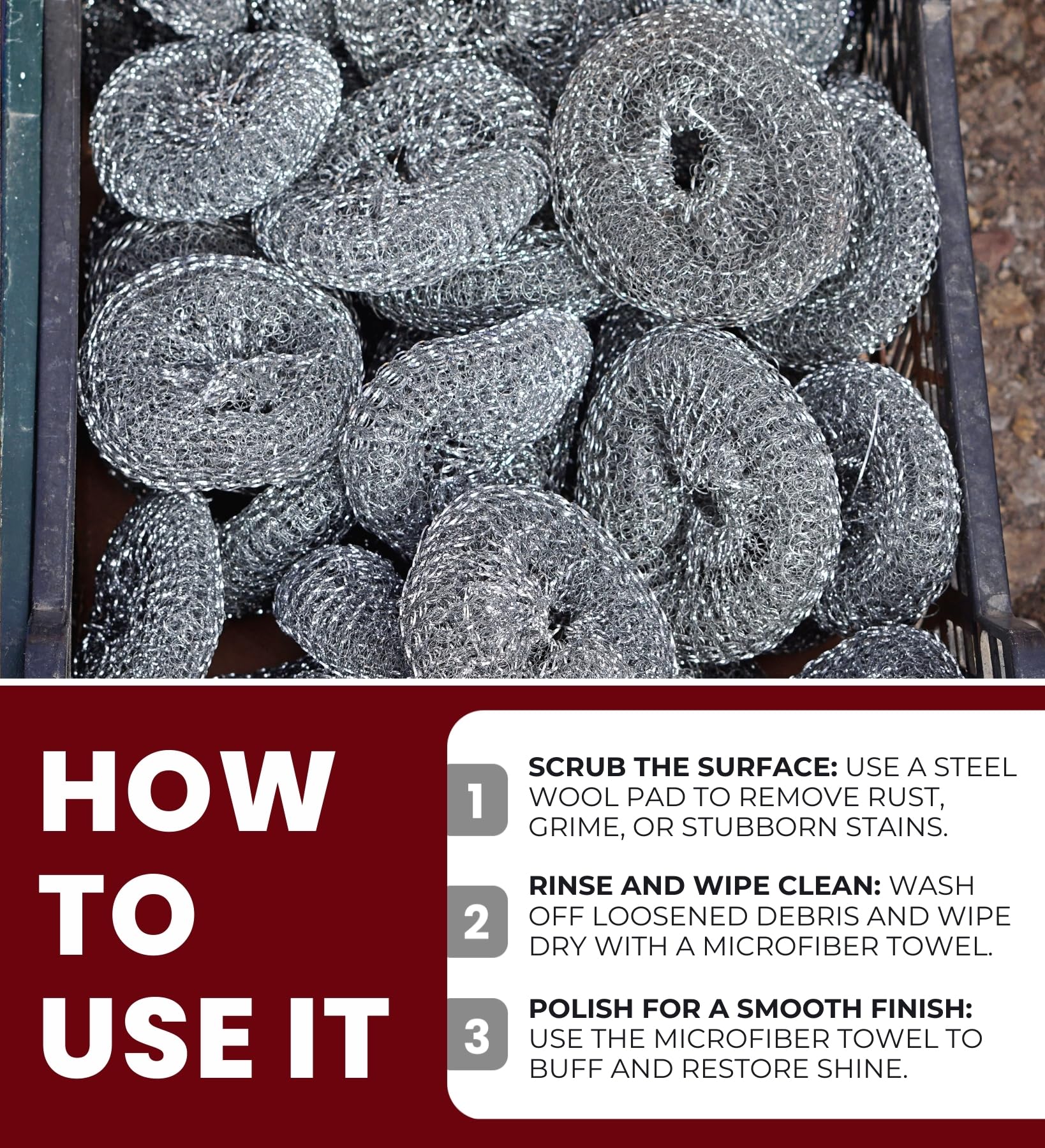 Brillo Heavy Duty Steel Wool Pads 10 pc Bundle with Microfiber Cloth - Tough Grease and Grime Remover - Steel Wool Soap Pads for Heavy Duty Cleaning