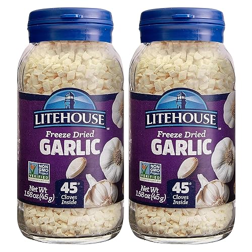 Litehouse Freeze Dried Garlic - Garlic, Substitute for Fresh Garlic & Minced Garlic, Jar Equal to 45 Garlic Cloves, Garlic Flakes, Garlic Freeze