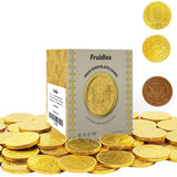 Fruidles Milk Chocolate Gold Coins - Nut Free - Made with Premium Belgian Chocolate Vault Box Approximate 40 Coins Half Dollar Design