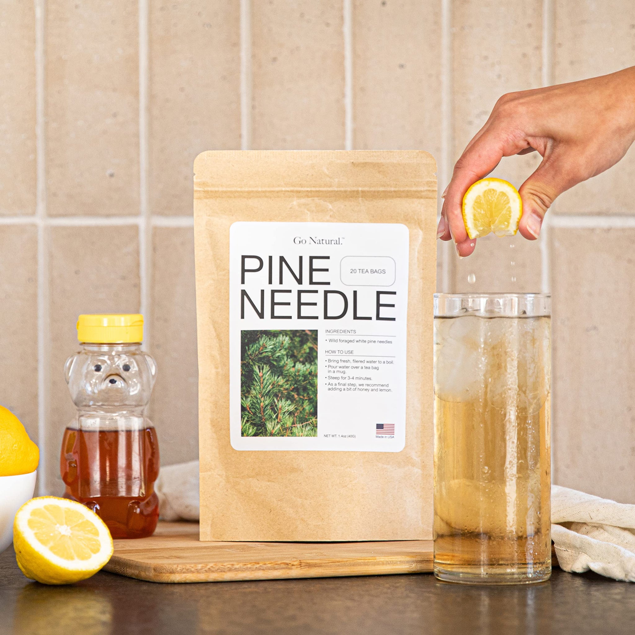 Pine needle tea, wild-foraged in the USA, picked from northern white pines | Protects against infection, strengthens immunity, high in antioxidants