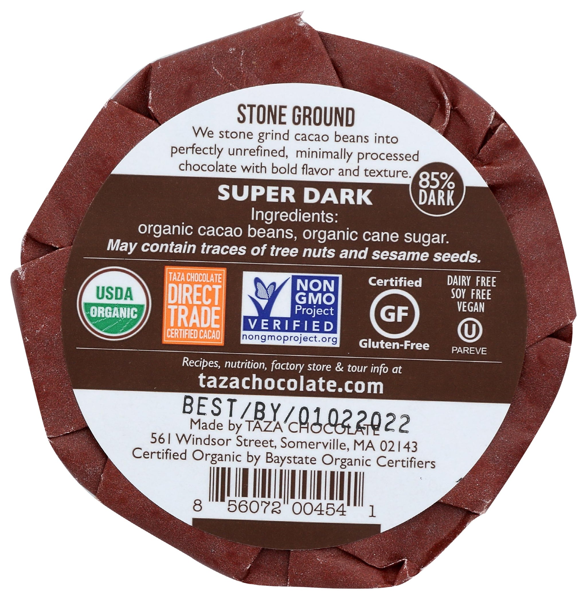 Taza Organic Chocolate Mexicano Super Dark Disc 85% Dark, 2.7 oz