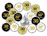 30th Birthday Kisses Stickers, (Set of 324) Chocolate Drops Labels for 30th Birthday, Party Favors Decor for Kisses. Made in USA, 9 Designs (36