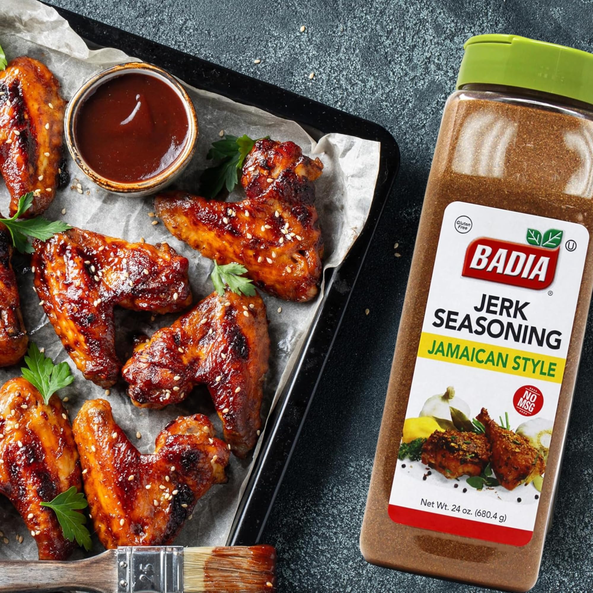 Badia Jerk Seasoning Jamaican Style, 24 oz - Bold, Spicy Caribbean Blend, Dry Rub, Grilling, Chicken, Pork, Seafood, Vegetables, Gluten Free, No MSG