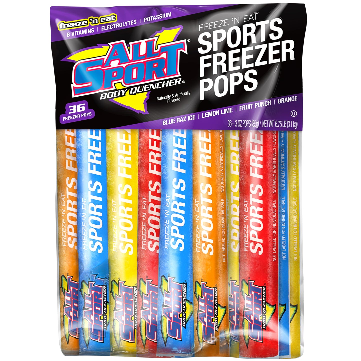 All Sport Hydration Freezer Pops, 36 CT (Variety Pack)36