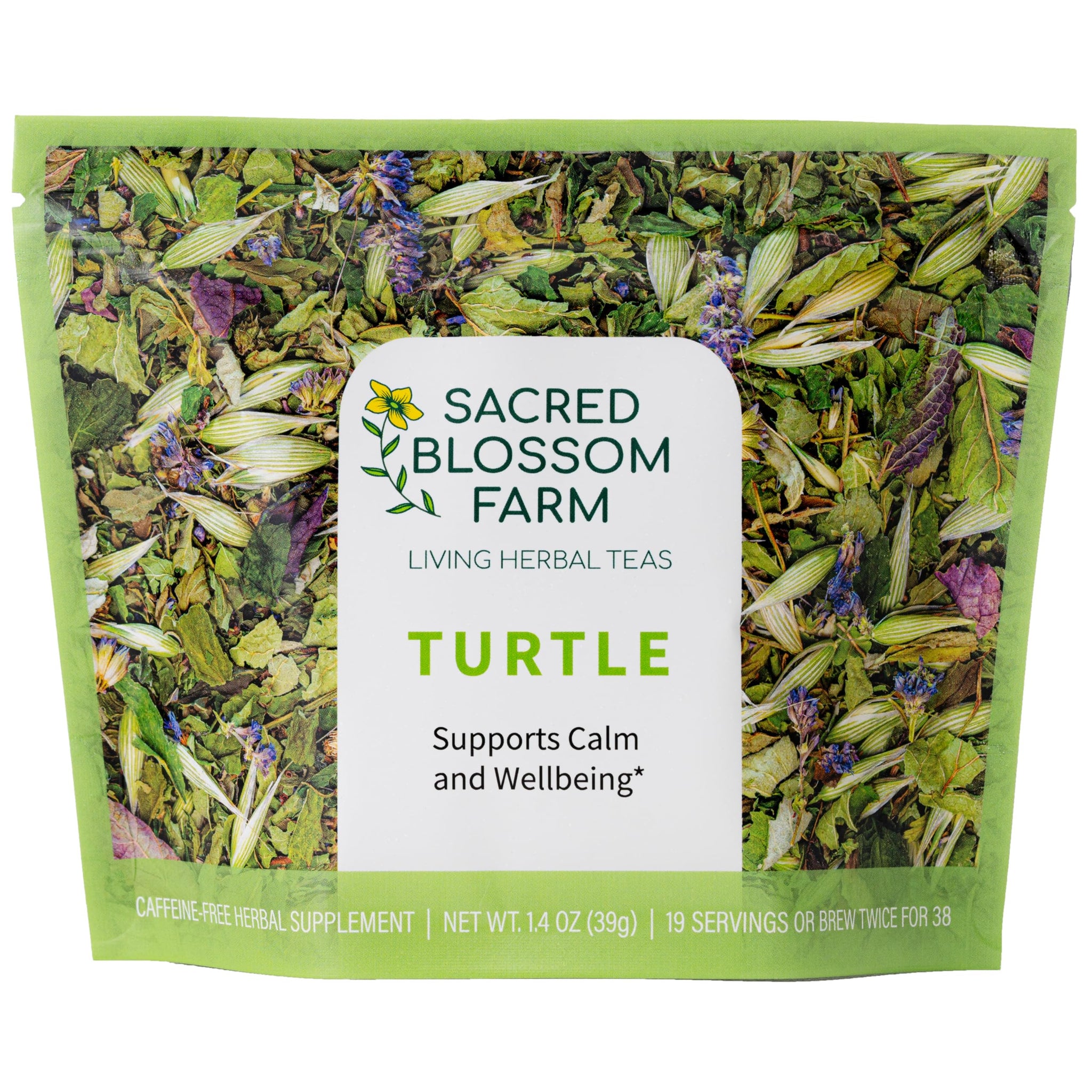 Turtle Herbal Tea | Sacred Blossom Farm | 1.4 oz Loose Leaf | Calm and Wellbeing* | Minimally Processed Wisconsin-Grown Herbal Tea & Medicinal Herbs |