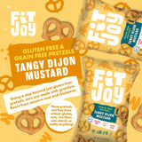 FitJoy Tangy Dijon Mustard Pretzels (Pack of 6, 4.5 Oz) - Dairy, Nut & Gluten Free Snacks - Grain Free Cassava Root & Chickpea Flour Vegan Pretzel