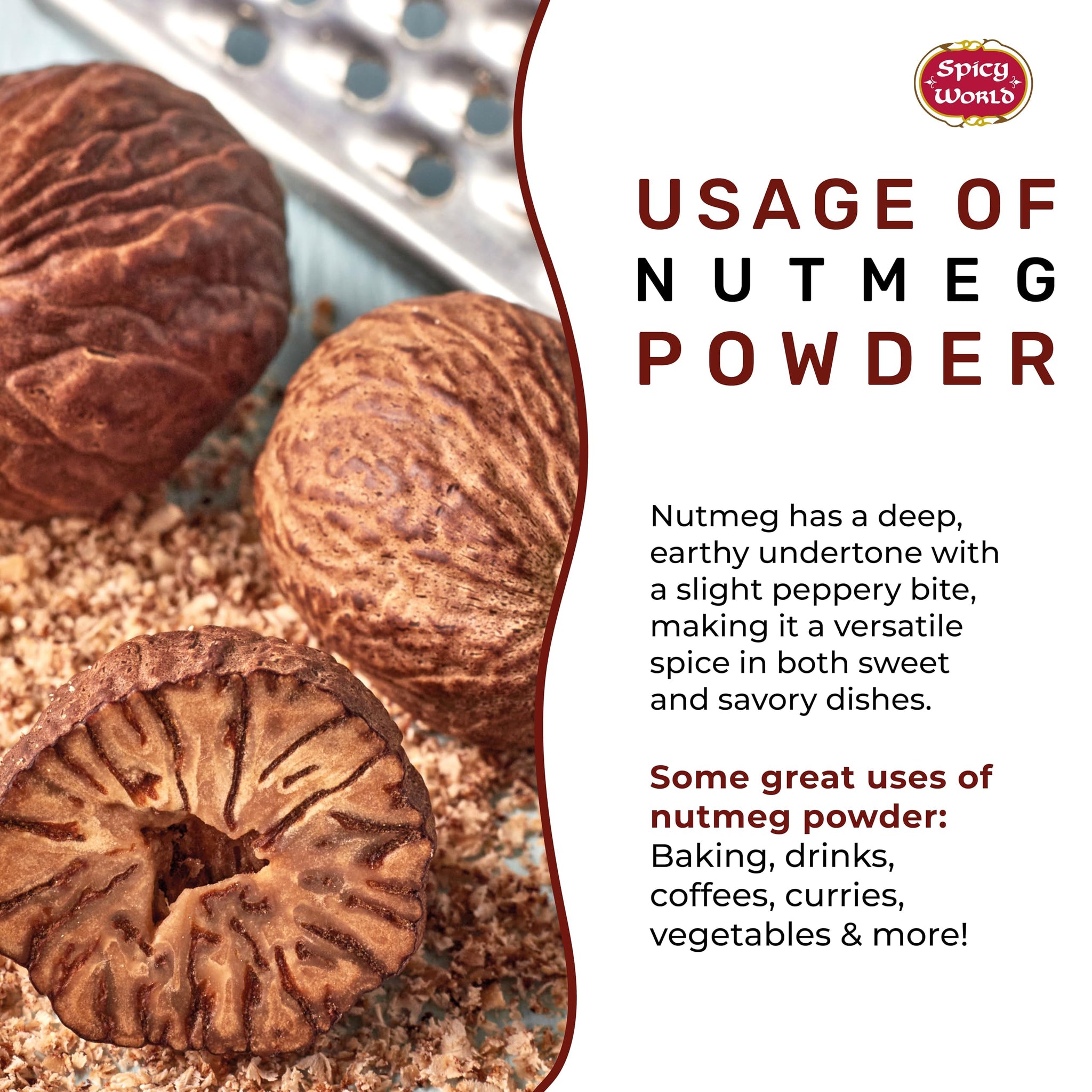 Spicy World Nutmeg Powder 5 LB Bulk Jar - Premium Quality, Ground Nutmeg Whole, Perfect for Commercial Baking, Cooking, Smoothies, Lattes & Desserts