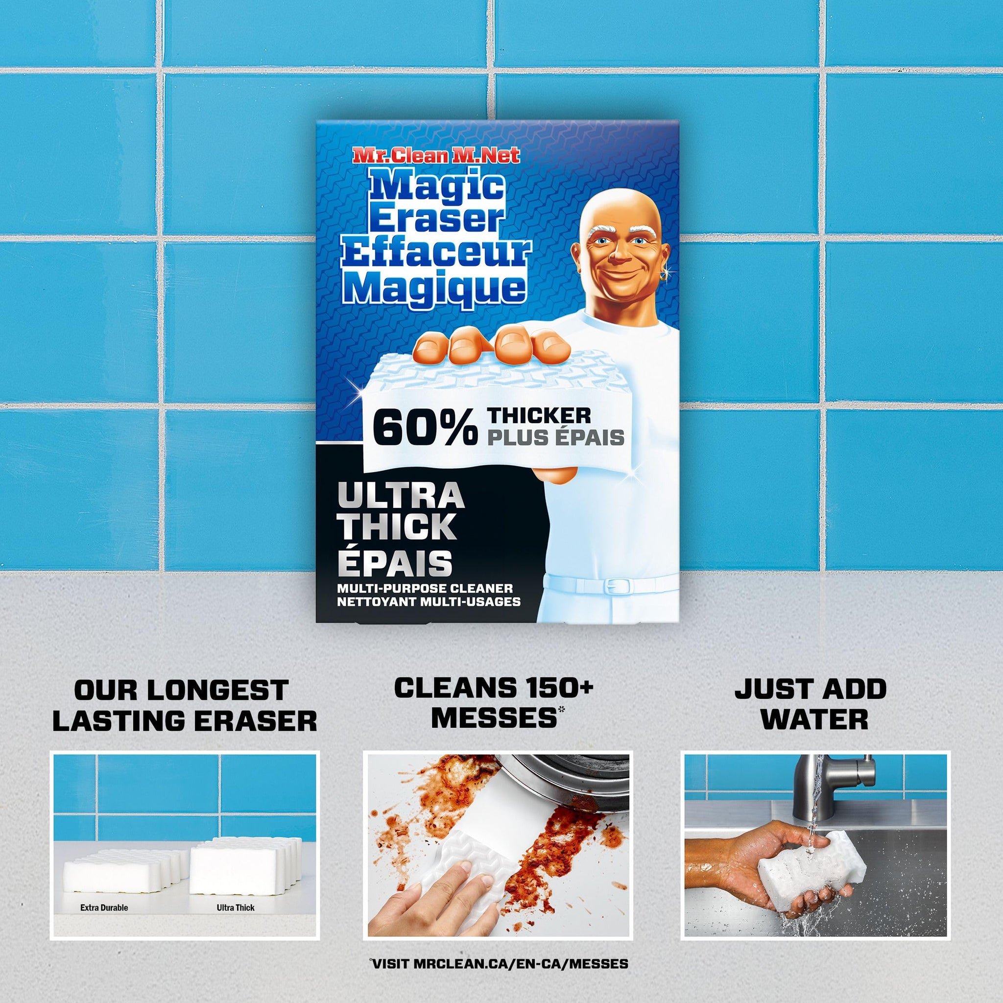 Mr. Clean Magic Eraser Sponge, All Purpose Cleaner, Long Lasting Cleaning Scrubber, Wall Cleaner, Sneaker Cleaner, Oven Cleaner, Kitchen, Bathroom