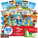 College Christmas Allergy Friendly Snack Box (40 Variety Gluten Free, Dairy Free, Vegan Gift Basket Care Package) Popcorn, Pretzels, Fruit Strips, Fig