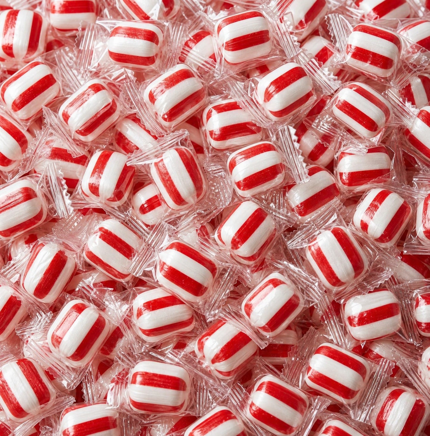 Peppermint Puff Candy - 1 lb Red and White Individually Wrapped Striped Soft Mints - After Dinner or Great for Holidays