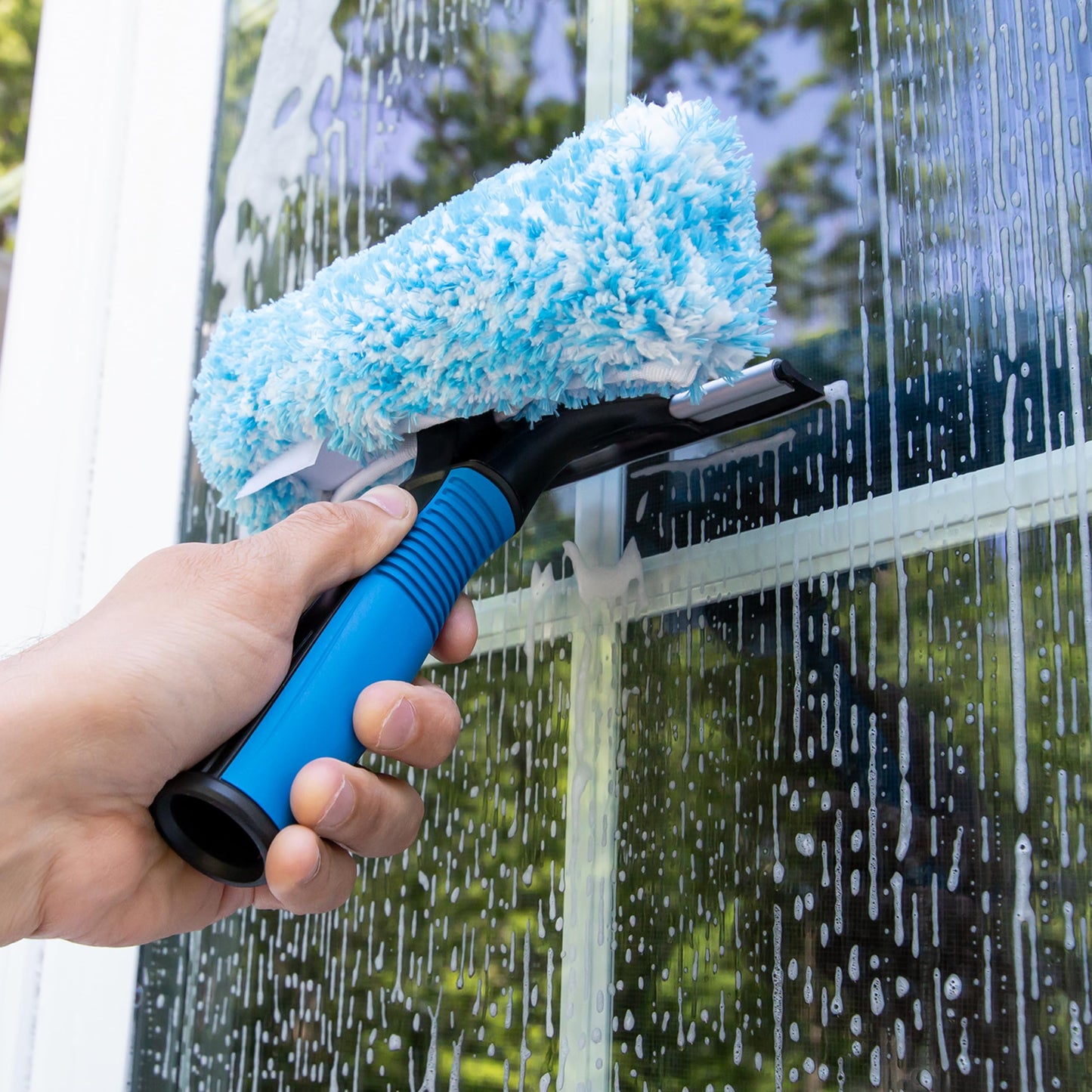 Unger Professional Connect and Clean 2-in-1 Squeegee and Scrubber, 6” Window Cleaning Tool, Commercial and Residential Use, Washer Cleaner Supplies