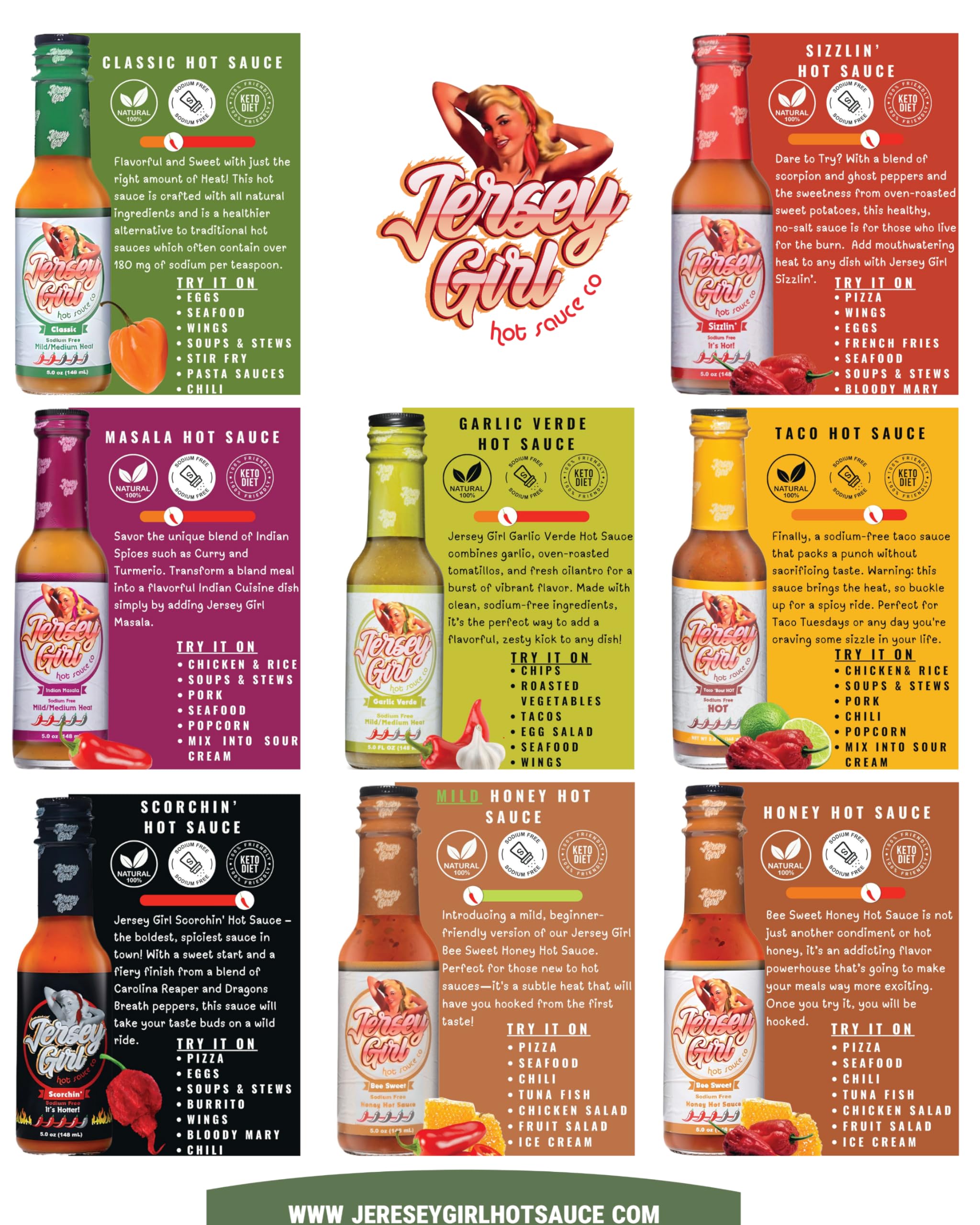 Jersey Girl Smokin’ Chipotle Hot Sauce - Sweet, Smoky & Mild Heat (Naturally Sodium/Salt Free)