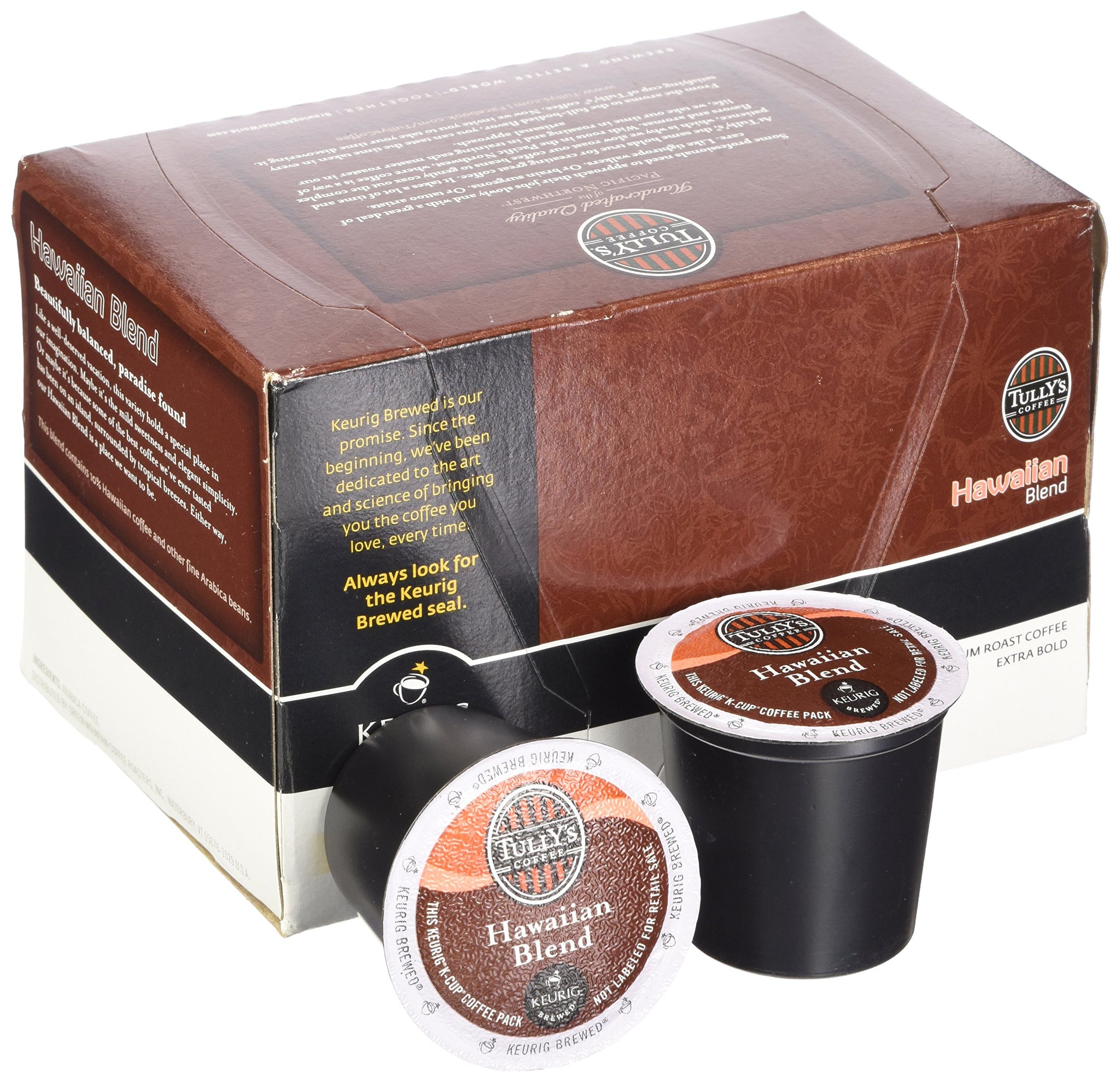 Tully's Coffee Hawaiian Blend 12 KCups 4.8 Oz