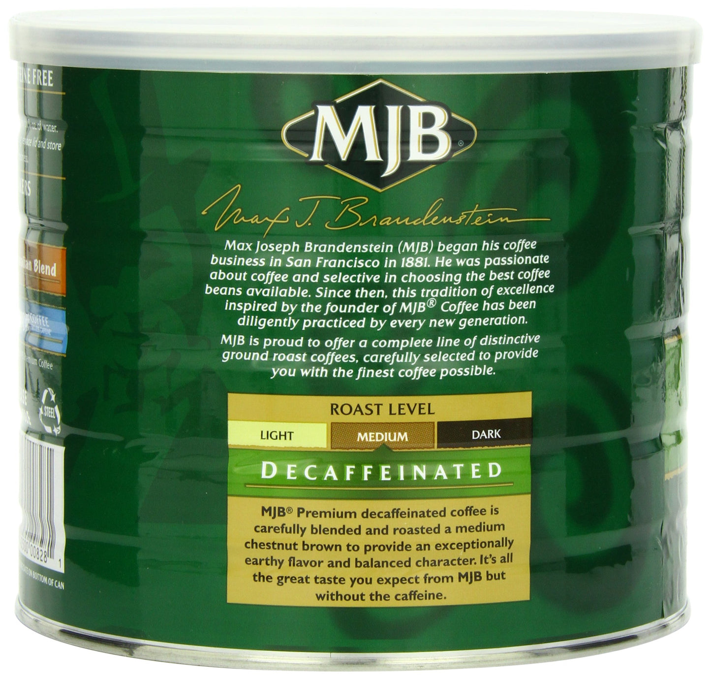 MJB Coffee, Premium Decaf Ground Coffee, Medium Roast, 24 Ounce