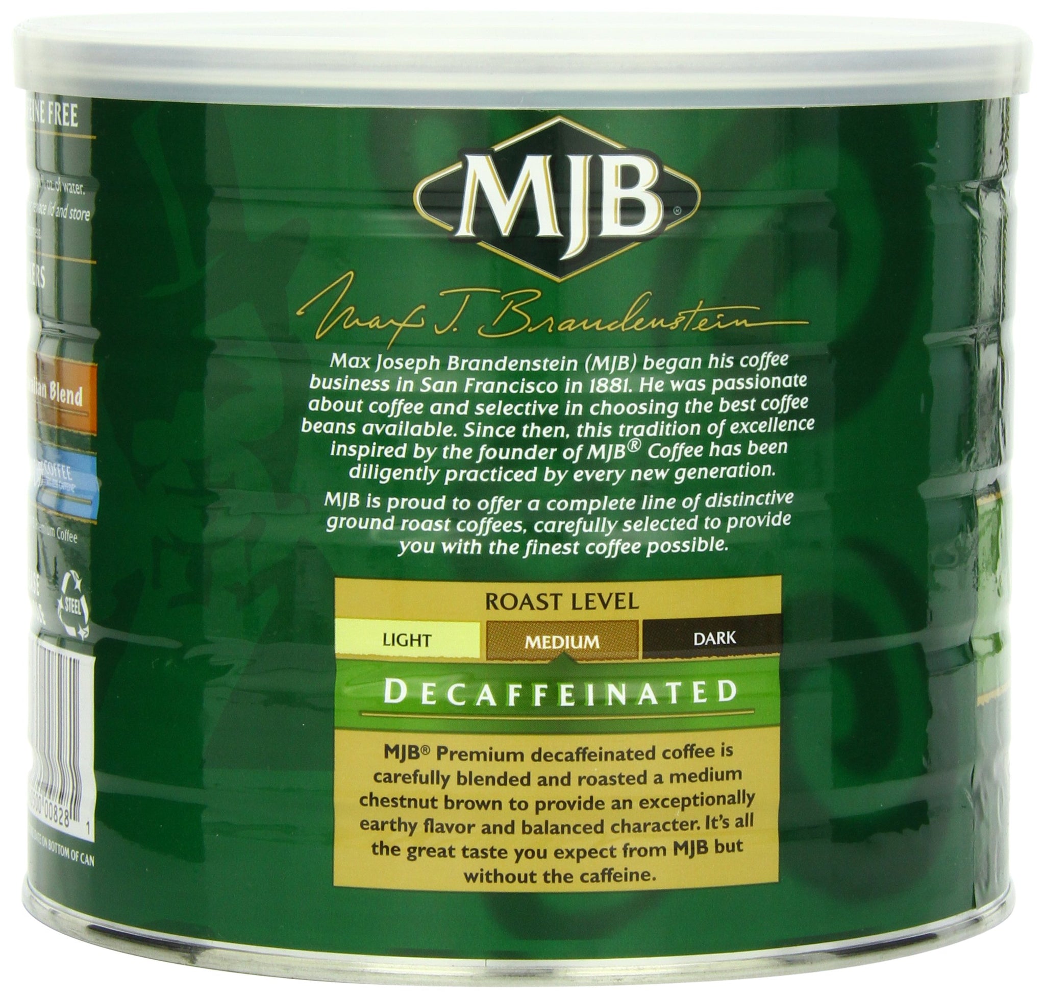 MJB Coffee, Premium Decaf Ground Coffee, Medium Roast, 24 Ounce
