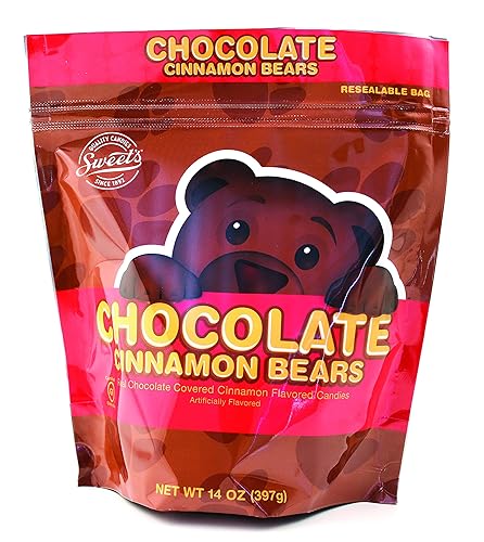 Sweet Candy Company Chocolate Covered Cinnamon Gummy Bears - Real Milk Chocolate, Gourmet Cinnamon Candy, Gluten Free Gummies for Kids and Adults