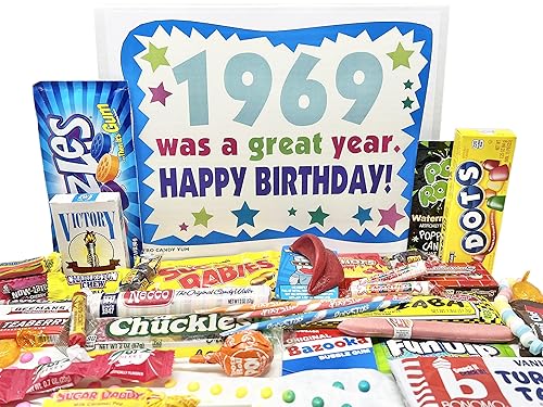 RETRO CANDY YUM ~ 1969 57th Birthday Gift Box Nostalgic Candy from Childhood for 57 Year Old Man or Woman Born 1969