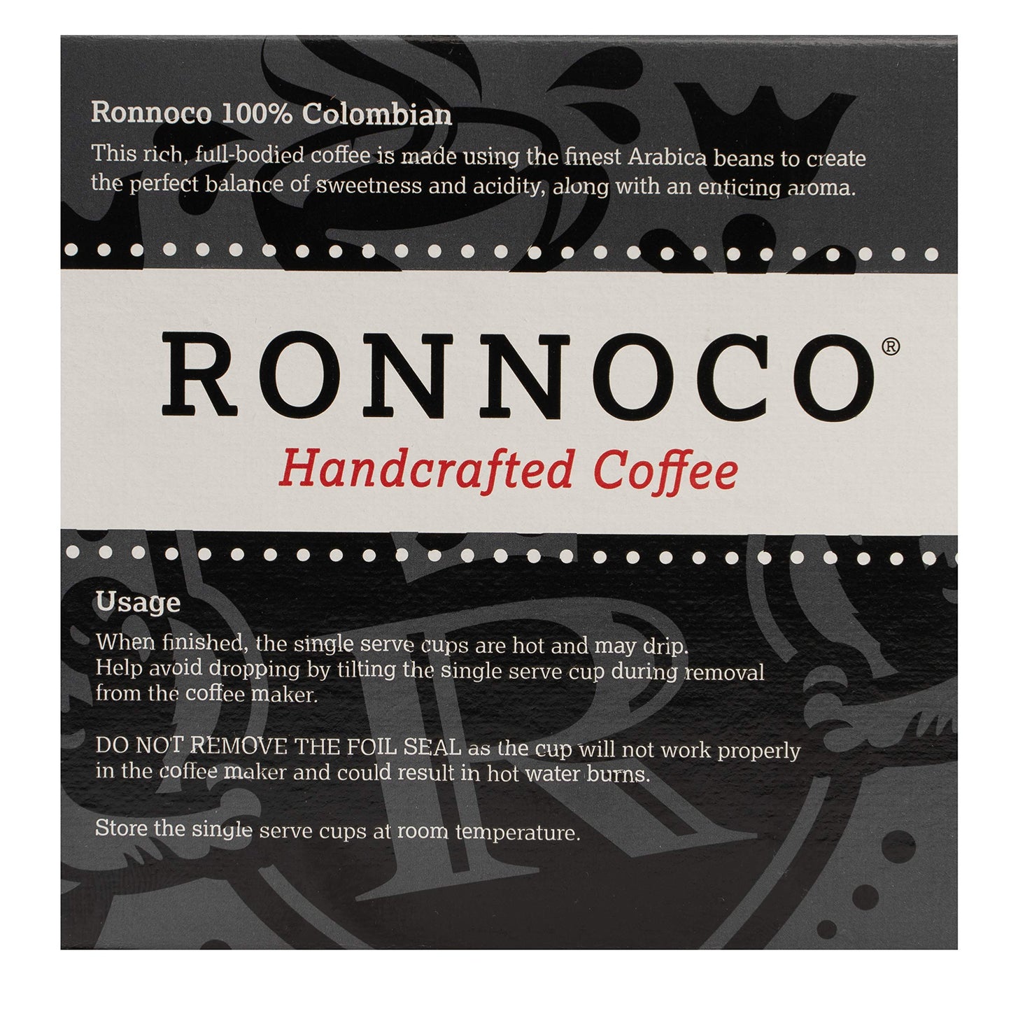 Ronnoco 100% Colombia Supremo Coffee | 12 Count | Handcrafted Medium Roast Coffee Pods | Single-Serve Cups for Coffee Maker at the Office, Hotel, or