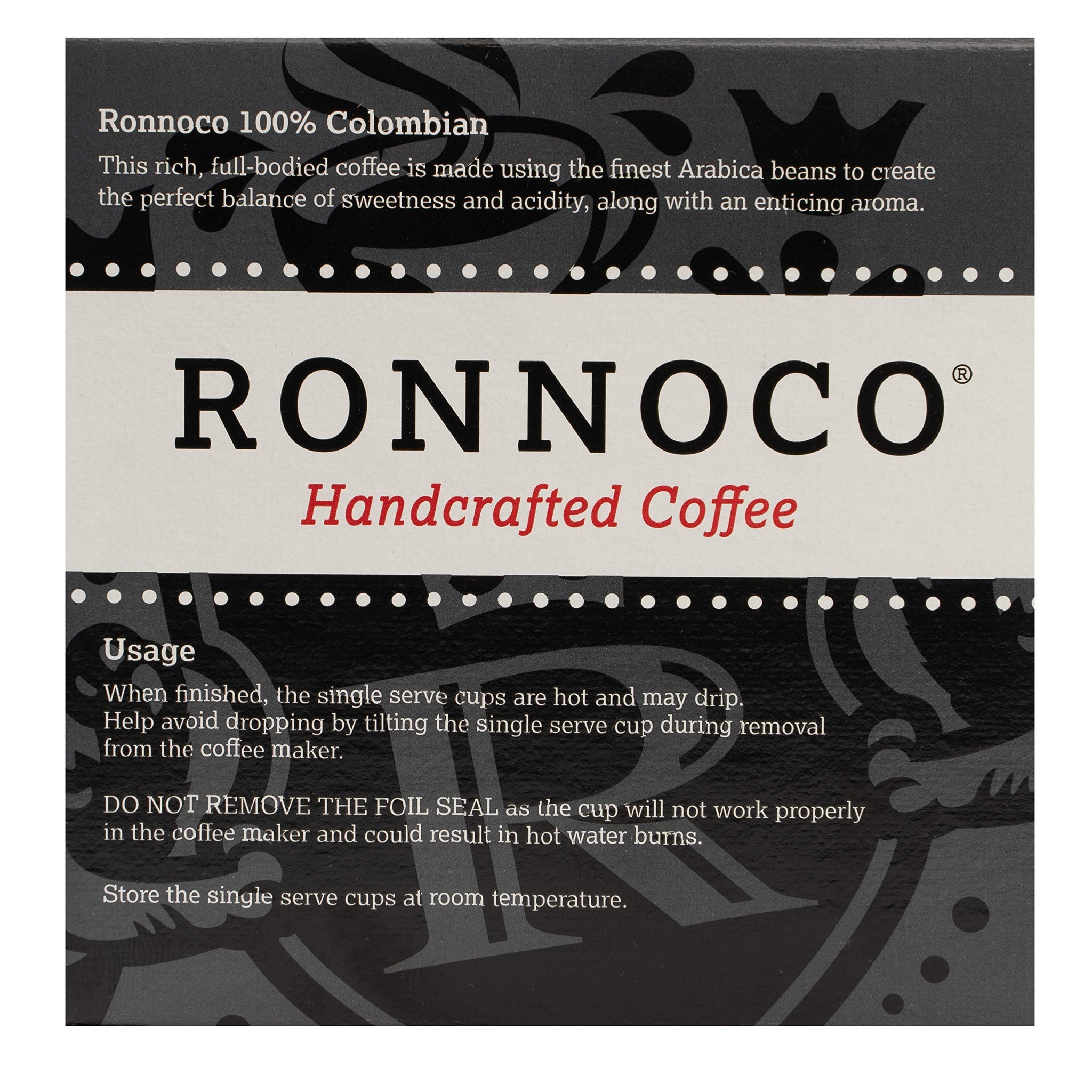 Ronnoco 100% Colombia Supremo Coffee | 12 Count | Handcrafted Medium Roast Coffee Pods | Single-Serve Cups for Coffee Maker at the Office, Hotel, or