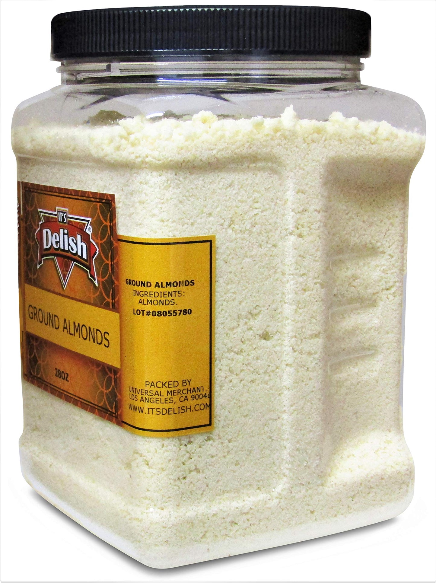 Gourmet Ground Almond Powder (Pure Kosher Meal) by Its Delish - 28 Oz Jumbo Reusable Container - Great Tasting Flour Substitute - All Natural Non-GMO