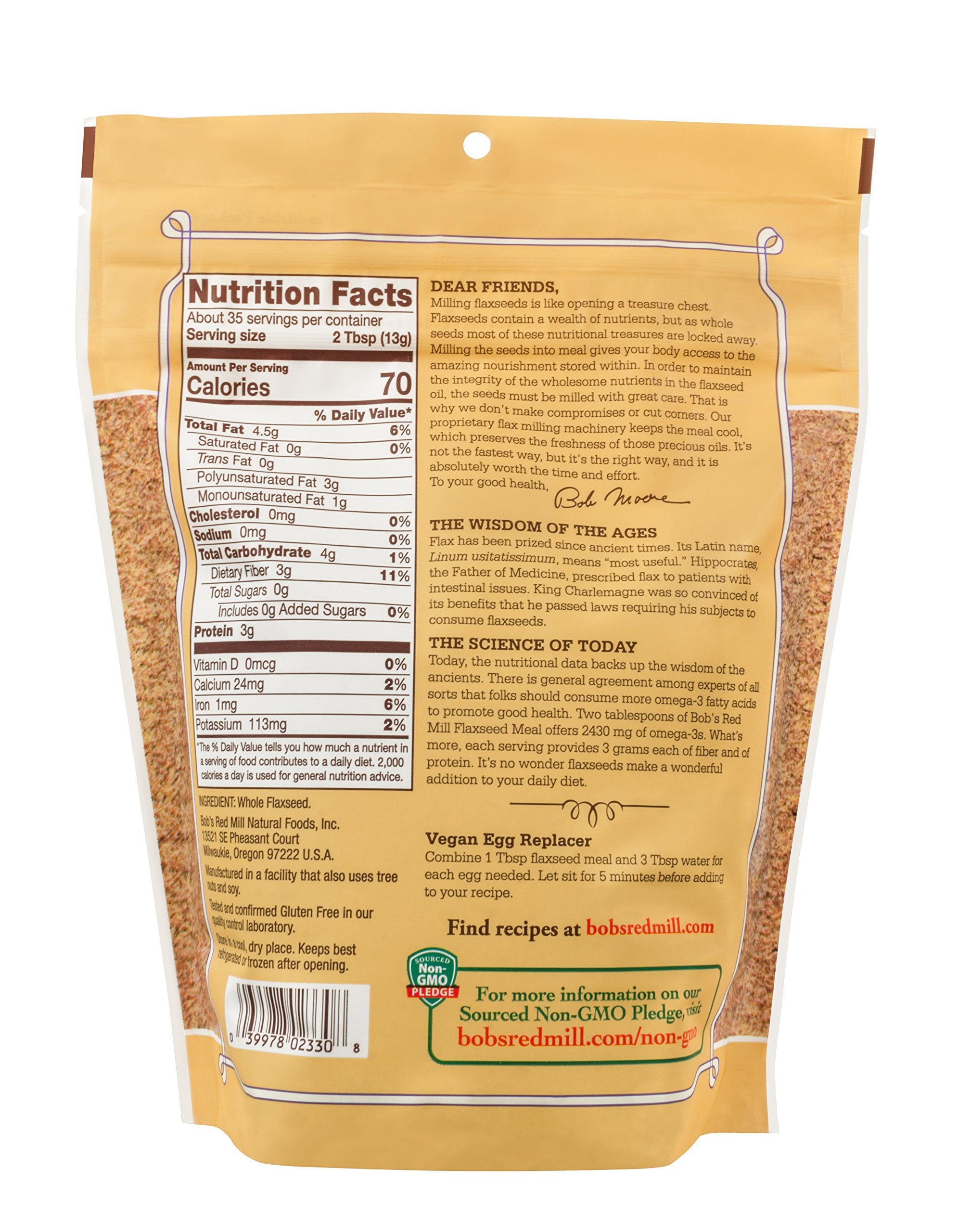 Bob's Red Mill Flaxseed Meal, 16oz (Pack of 1) - Gluten Free, Non GMO, Vegan, Paleo Friendly, Keto Friendly, Kosher