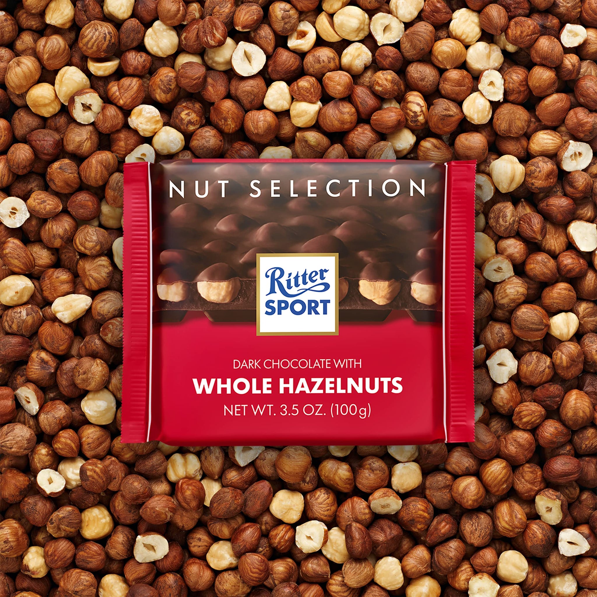 Ritter Sport Chocolate Bars with Nuts (Dark Chocolate with Hazelnuts, 3.5 Ounce (Pack of 10))