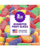 Cambie Fruit Slices Candy, 2 lb of Assorted Fruit Slices Jelly Candy in Five Mouth-Watering Flavors - Cherry, Orange, Mint, Grape and Lemon, Soft