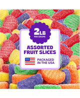 Cambie Fruit Slices Candy, 2 lb of Assorted Fruit Slices Jelly Candy in Five Mouth-Watering Flavors - Cherry, Orange, Mint, Grape and Lemon, Soft