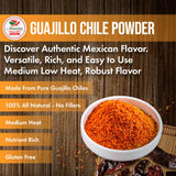 Guajillo Chile Powder Ground (8oz) - Natural and Premium. Great For Chili, Sauces, Stews, Salsa, Meat Rubs, Enchiladas, Mole and Tamales. Tangy