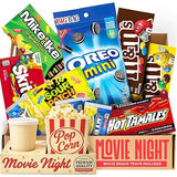Movie Night Supplies: Candy Variety Pack - Movie Gift Basket Includes Theatre Candy Assortment, Snack Trays, Popcorn Buckets - Date Night Kit