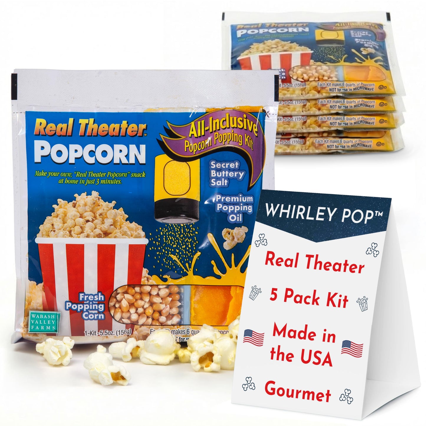 Wabash Valley Farms Real Theatre Popcorn Packs - Gourmet Kernel Kit for Popcorn Machines, Stovetop Poppers, and At-Home Movie Night Snacking - Perfect