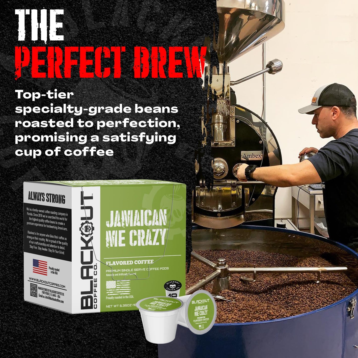 Blackout Coffee Jamaican Me Crazy Flavored Pods, Freshly Roasted in the USA - K-Cup Compatible Single-Serve Pods (18 Count)
