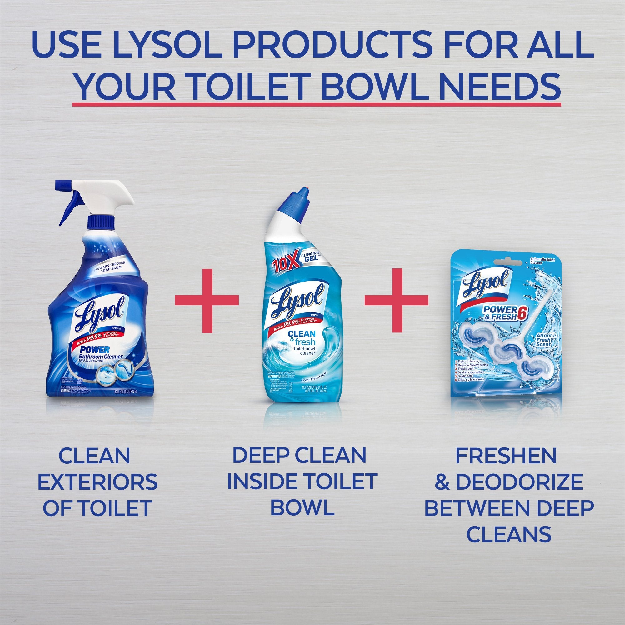 Lysol Power & Fresh Cling Toilet Bowl Cleaner Value Pack, Country Scent, 48 oz
