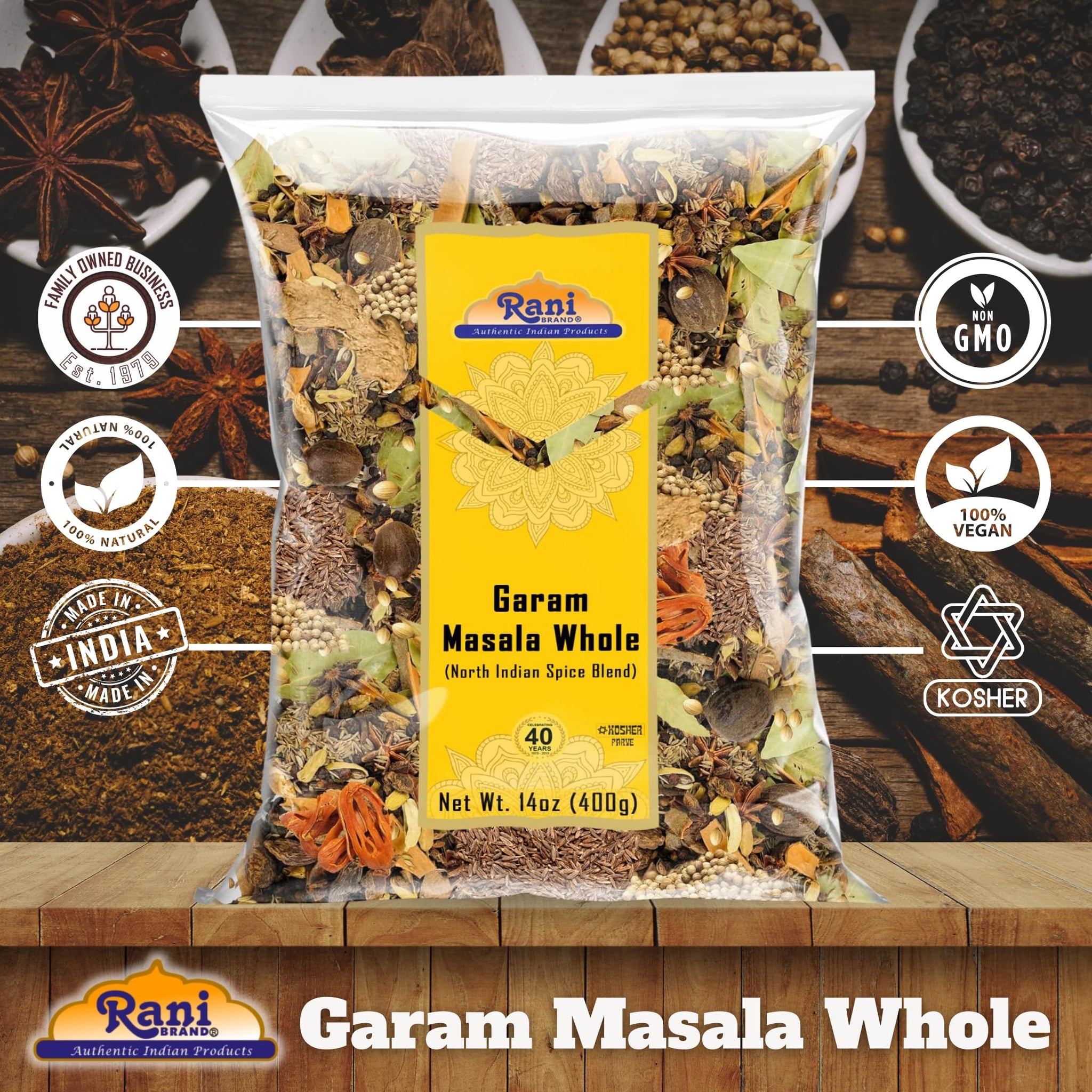 Rani Garam Masala Indian 11 Whole Spices Blend 14oz (400g) ~ All Natural, Salt-Free | Vegan | No Colors | Gluten Friendly | NON-GMO | Indian Origin