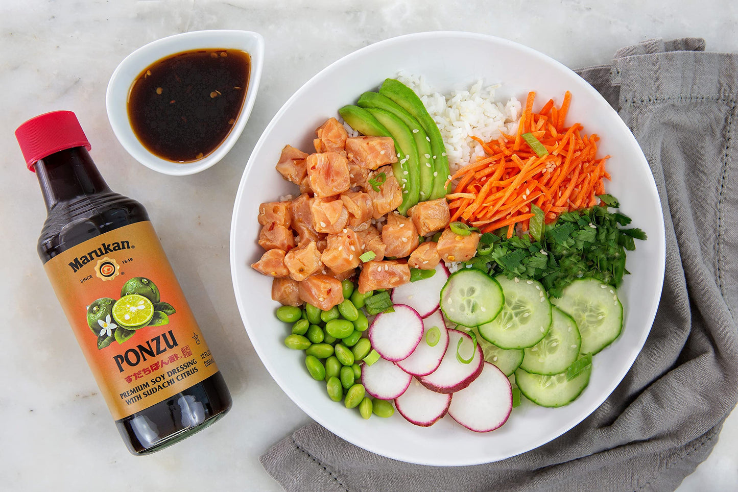 Marukan Ponzu Sudachi Soy Citrus Dressing (brown label), 12 Ounce Glass Bottle (Pack of 1)