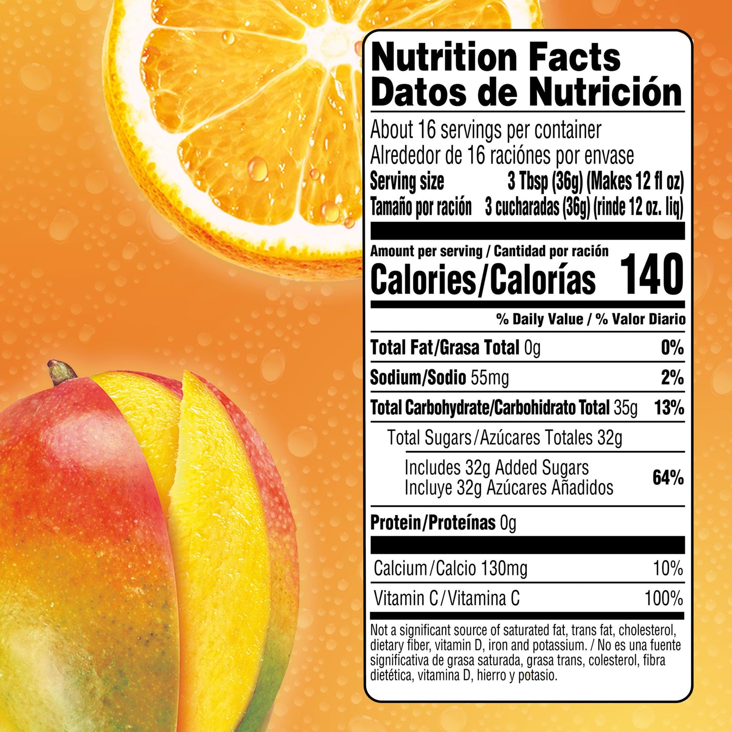 Tang Drink Mix, 1 Canister, for Flavorful Hydration and Shareable Refreshment, Orange Mango, Good Source of Calcium, 100% Daily Value of Vitamin C