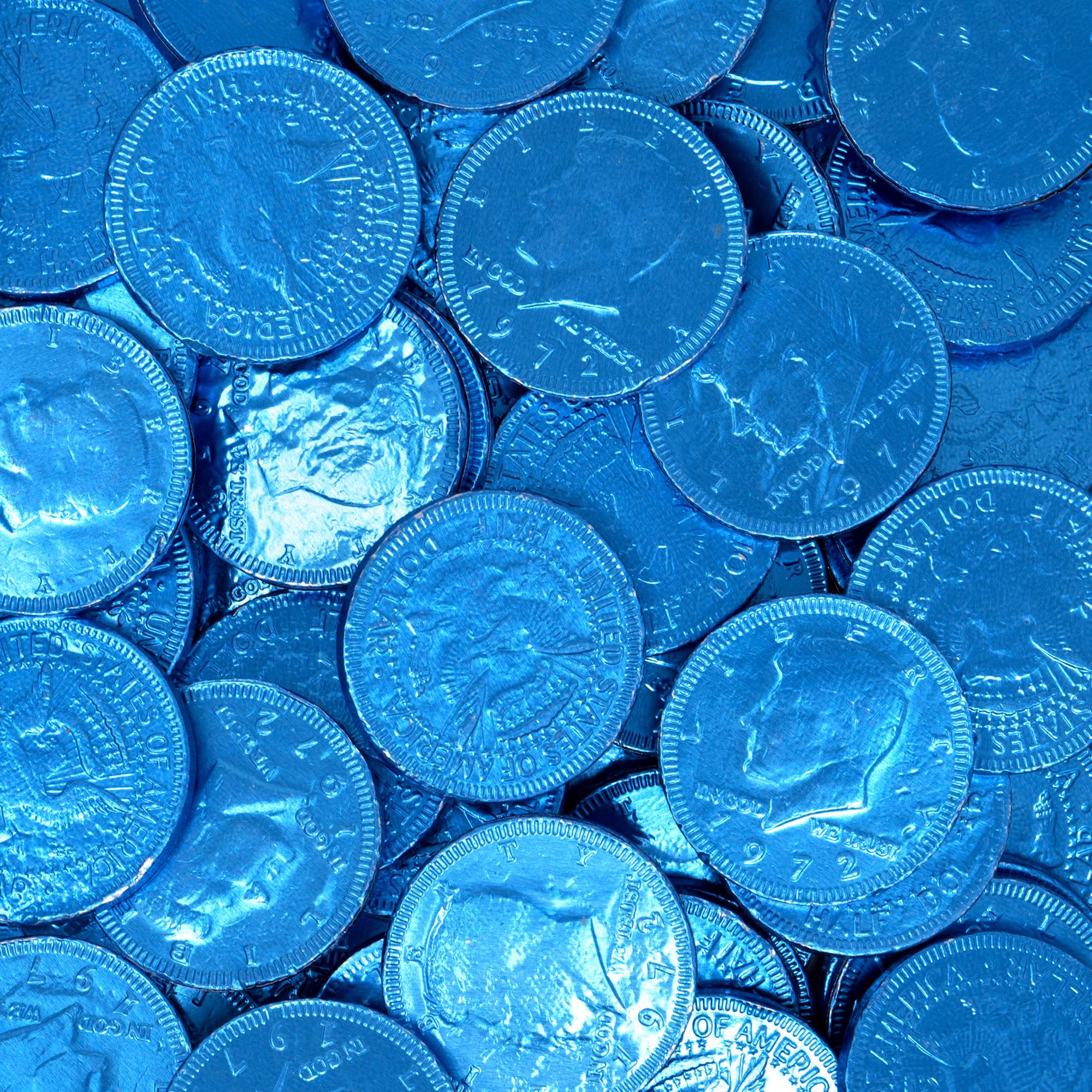 Fort Knox Caribbean Blue Milk Chocolate Coins - 1 LB Mesh Bag