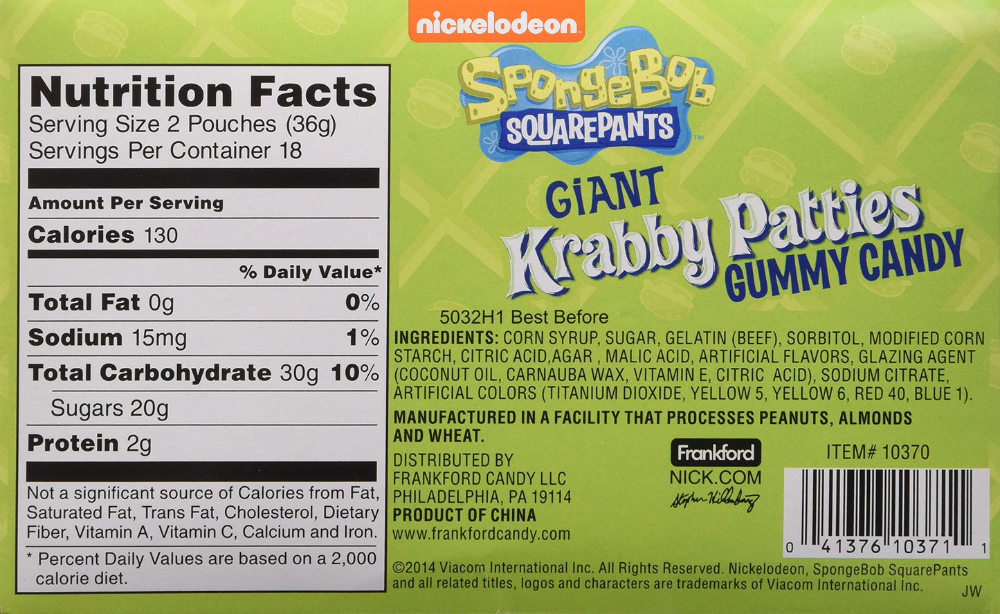 SpongeBob Squarepants Giant Gummy Krabby Patties 0.63 OZ (36 Count)