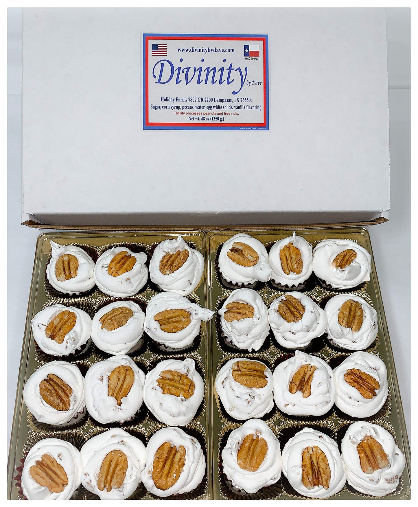 24 Piece Divinity Gift Box (With Pecans) Old Fashioned Divinity, Just Like Home Made Divinity.