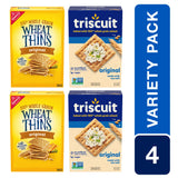 Triscuit Original Whole Grain Wheat Vegan Crackers and Wheat Thins Original Whole Grain Wheat Snacks Variety Pack, Bulk Snacks, 4 Boxes