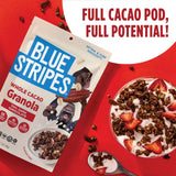 Blue Stripes Whole Cacao Granola - Gluten Free 70% Dark Chocolate Granola for Cereal, Oatmeal, Yogurt, 5g Protein Per Serving, Source of Fiber, Vegan
