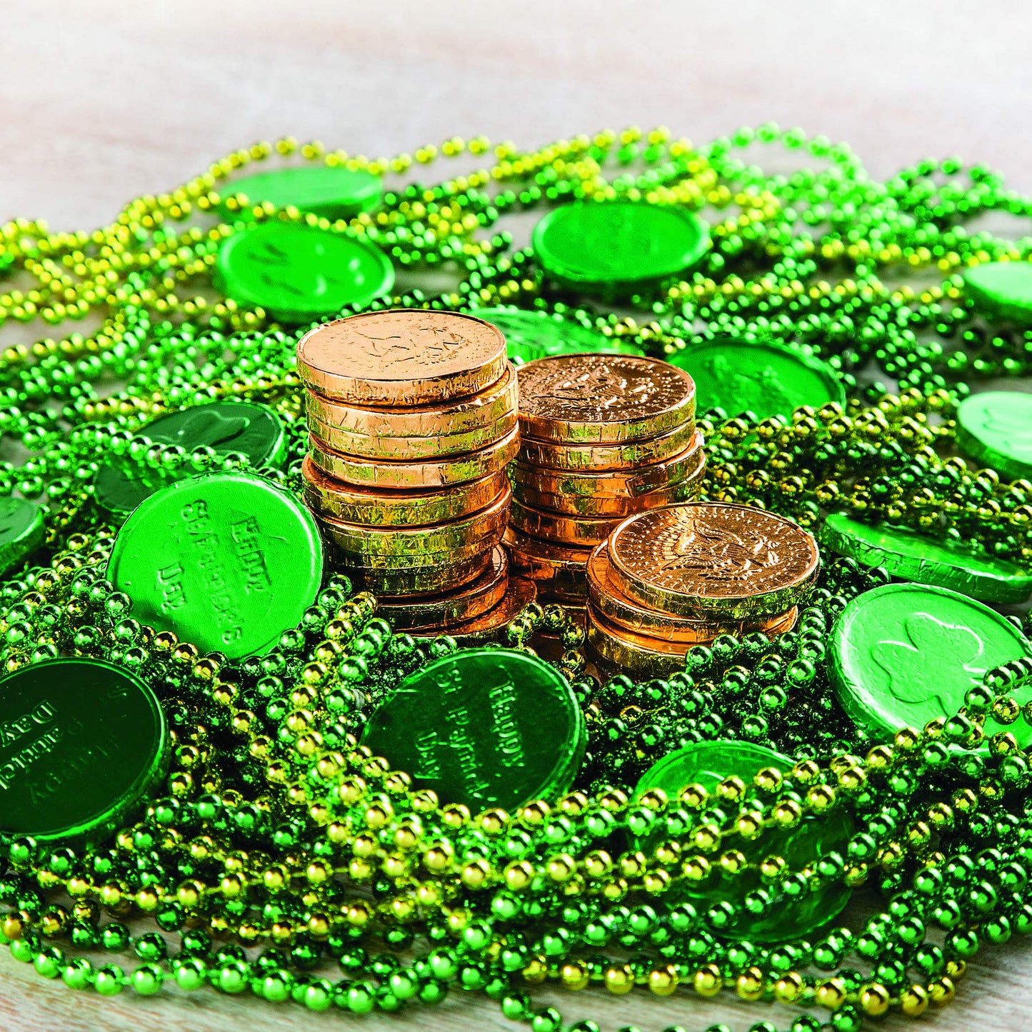 Fun Express Chocolate Coins Bulk Pack - 1 Pound Green Foil Wrapped Gold Coin Candy for St Patrick's Day Parties | Individually Wrapped Milk Chocolate