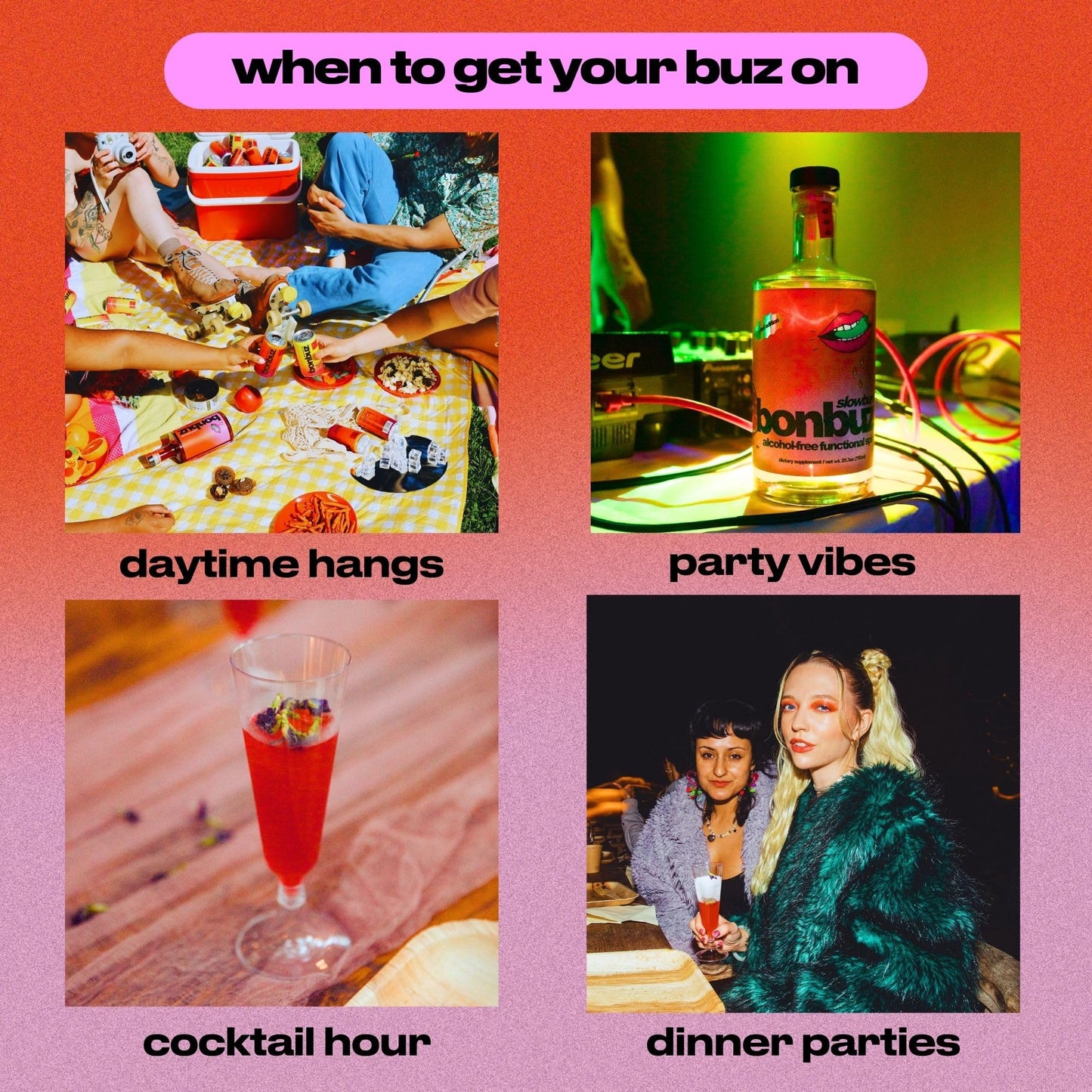Bonbuz Slowburn - Functional Non-Alcoholic Spirit with a Buzz - Nootropics & Adaptogens - Spicy Sugar-Free Mocktail Mixer & Alcohol Replacement Drink