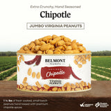 Belmont Peanuts Gourmet Chipotle & Sea Salt Virginia Peanuts, 20 oz (1 Pack) - Simple Ingredients, No Preservatives, 7g Protein - A Spicy, Salty